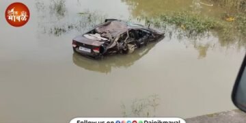 Horrific accident within limits of Waksai village near Karla Phata Maval speeding car plunges into astream two dead