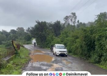 Potholes plague the roads in rural areas of Maval Taluka
