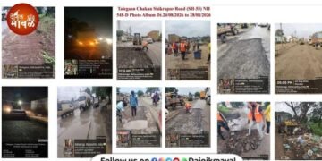 As per directions of Minister Shivendrasinhraje Bhosale repair of Talegaon-Chakan-Shikrapur road accelerated